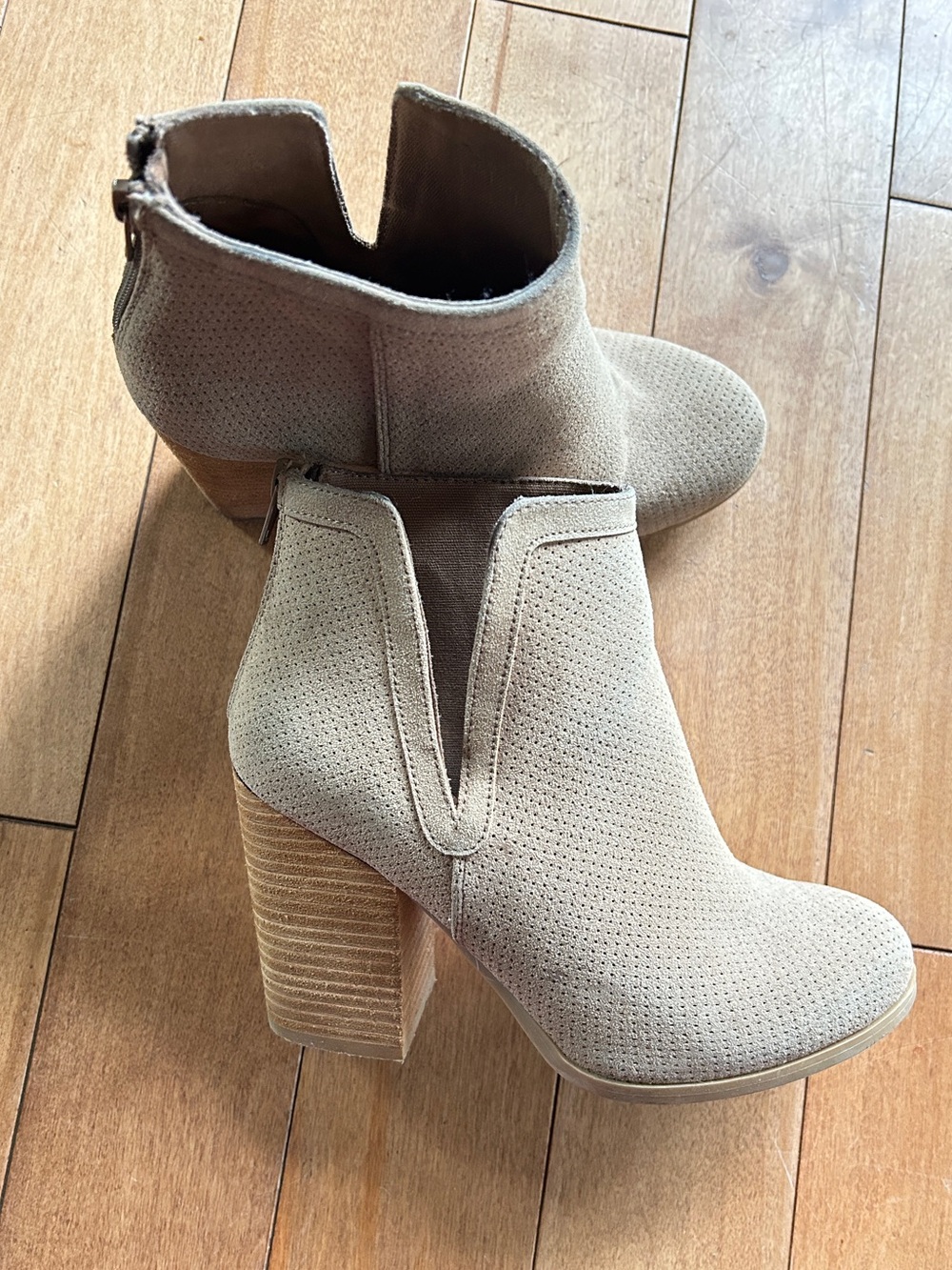 Call It Spring Taupe Suede Perforated Ankle Boots